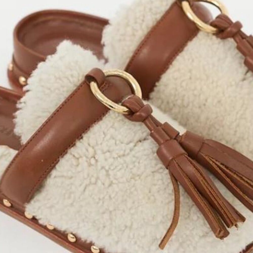 ULLA JOHNSON Ruby Shearling Slide in Cream 7.5 $695 - Picture 4 of 4